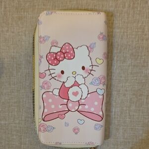 Sanrio Hello Kitty Pink and White Bow Zip Wallet